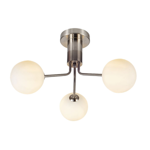 Lando 3 Light Semi Flush Satin Chrome with Opal Ball